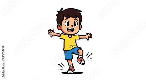 Cartoon Child Dancing Joyfully in Playful Pose
