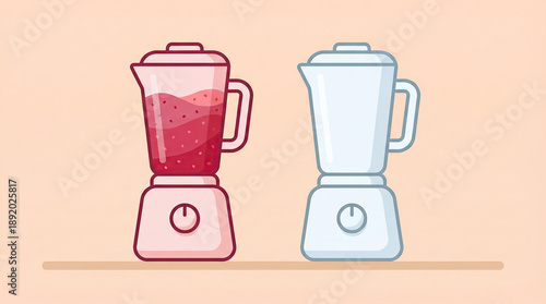 Two differently colored blenders are filled, created AI