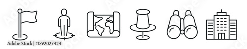 Location thin line icon set. Web minimal editable stroke icons