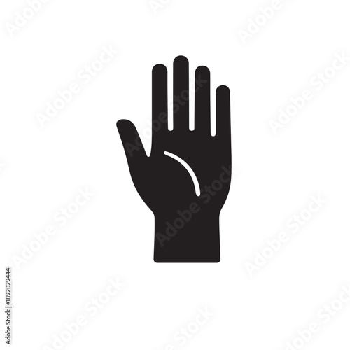 Minimalist Black Hand Silhouette with Palm Line Detail – Graphic Design and Interface Symbol