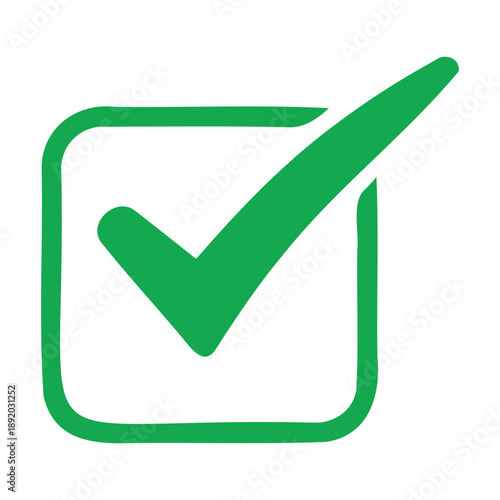 A simple green check mark icon representing approval and a correct choice