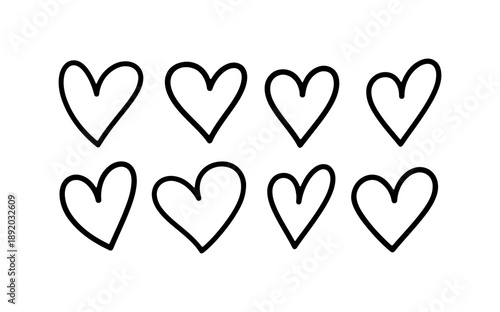 Eight Heart Silhouettes Vector Art