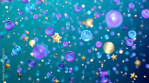 Wallpaper Mural Abstract Bubbles and Stars Animation - A Festive and Dreamy Visual Experience. Torontodigital.ca