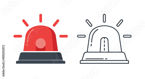 Illustration of Red and White Emergency Police Siren Beacons Emphasizing Warning and Alert.