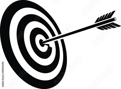 Hitting the bullseye with an arrow on a target, symbolizing achievement and accuracy