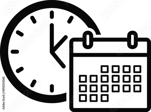 Calendar and Clock Icon Representing Time Management and Scheduling Concept