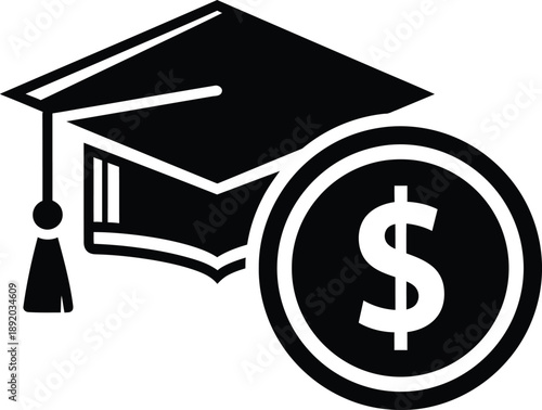 Graduation Costs and Financial Aid Academic Cap and Dollar Symbol for Student Funding
