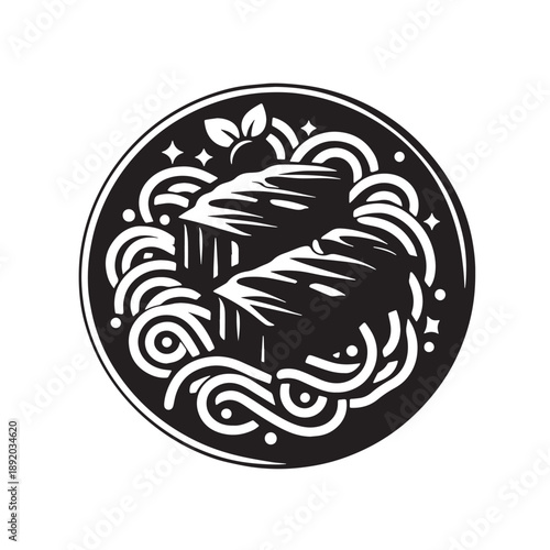 Black Beef Stroganoff Silhouette Vector, High Quality Illustration on White Background