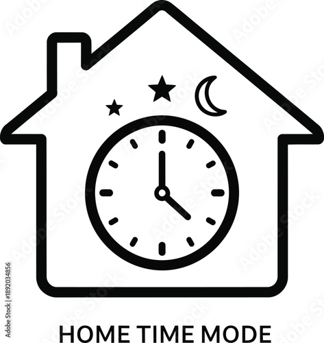 Home Time Mode Icon A Symbol Representing Home, Time, and Daily Rhythms