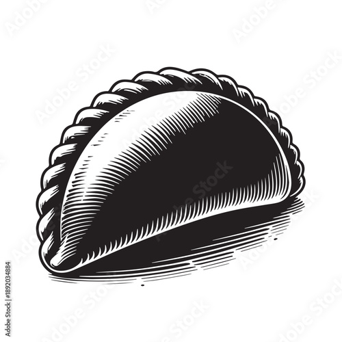 Black Beef Empanadas Silhouette Vector, High Quality Illustration on White Background