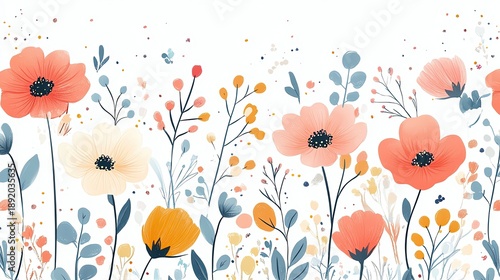 Colorful floral illustration with vibrant flowers.