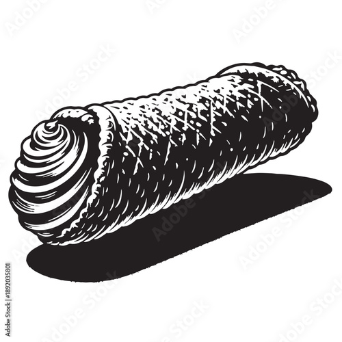 Black Cannoli Silhouette Vector, High Quality Illustration on White Background
