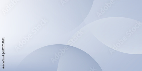 Realistic neumorphic studio. White podium in front of white concentric circles with glow. Vector illustration for website, presentation or print materials