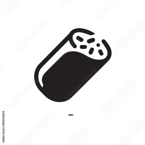 Black Burrito Silhouette Vector, High Quality Illustration on White Background