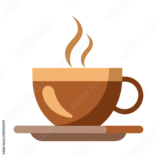 Steaming cup of coffee on a saucer