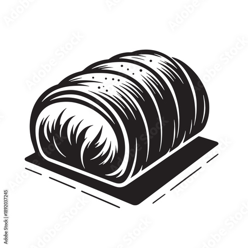 Black Beef Wellington Silhouette Vector, High Quality Illustration on White Background
