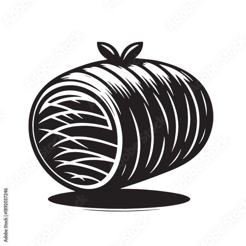 Black Beef Wellington Silhouette Vector, High Quality Illustration on White Background