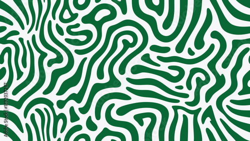 Abstract pattern of flowing green lines on a white background