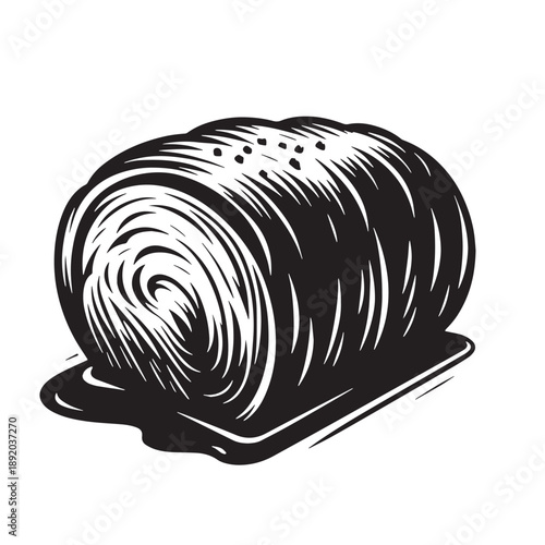 Black Beef Wellington Silhouette Vector, High Quality Illustration on White Background
