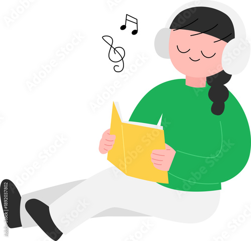 독서 음악감상 헤드셋 사람 무