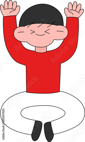 만세 점프하는 사람