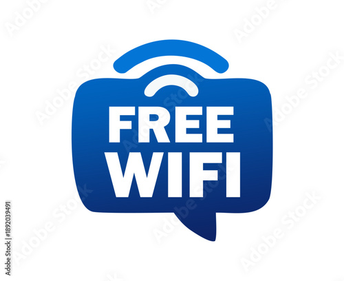 Free WiFi Speech Bubble Icon – Public Wireless Internet Hotspot Vector Illustration