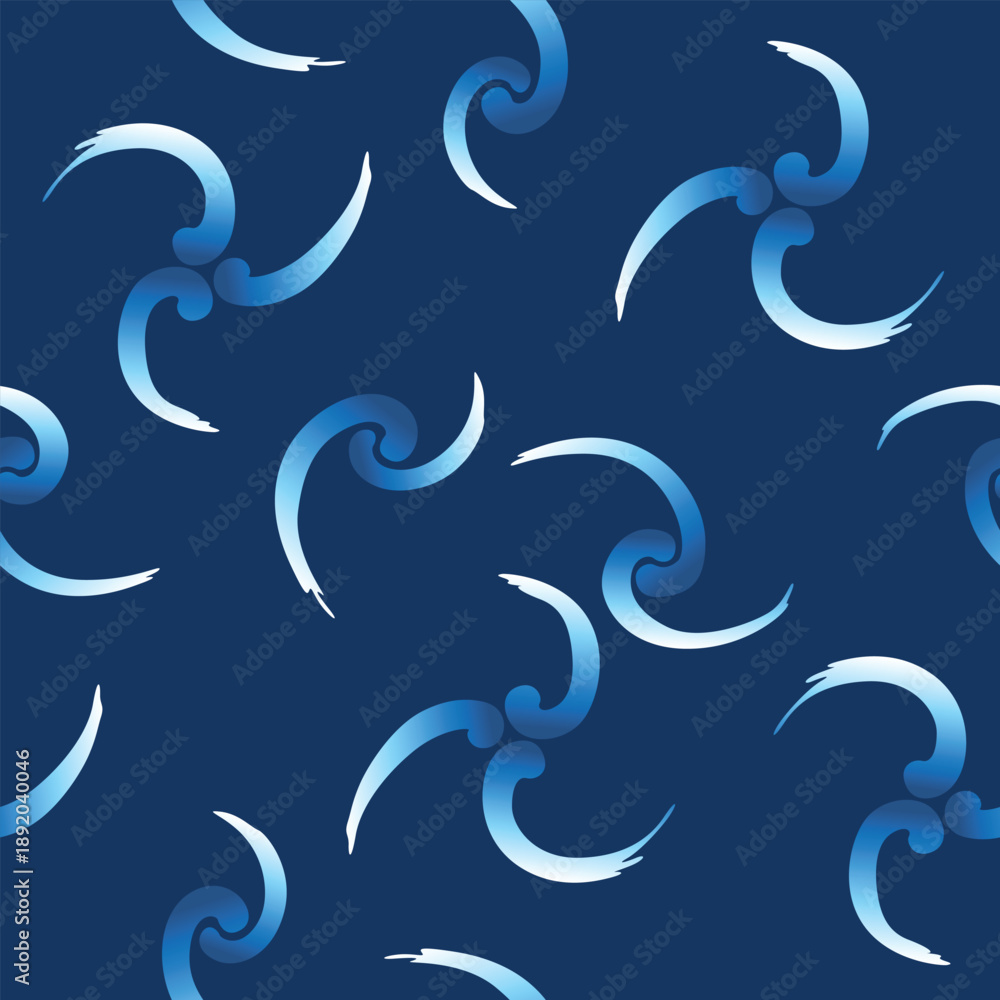Fototapeta premium Japanese Swirl Brush Line Vector Seamless Pattern