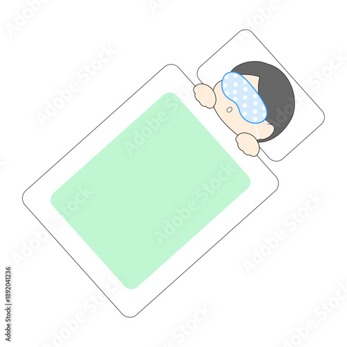 アイマスクを着けて眠る男性のイラスト