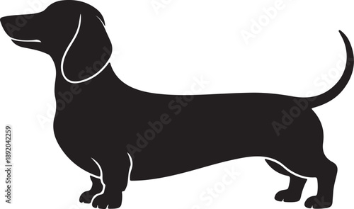 Dachshund Dog Silhouette Vector,Cute Sausage Dog Black Icon
