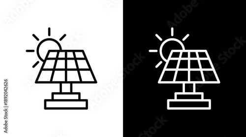 Solar Panel White Icon Set Vector 