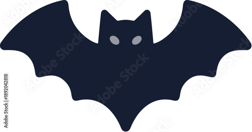 Simple Flat Design Dark Halloween Bat Animal Silhouette Illustration