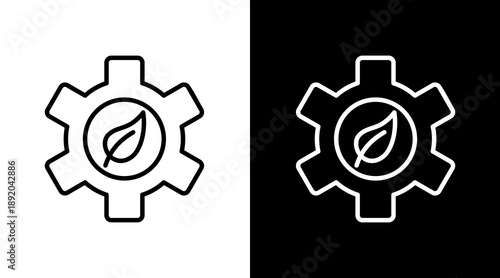 Green Technology White Icon Set Vector 