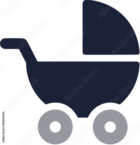 Flat Color Simple Baby Stroller Transportation Equipment Icon Illustration