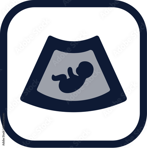 Modern Flat Illustration Ultrasound Baby in Womb Medical Diagnostic Icon