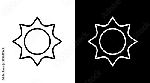 Sun White Icon Set Vector 