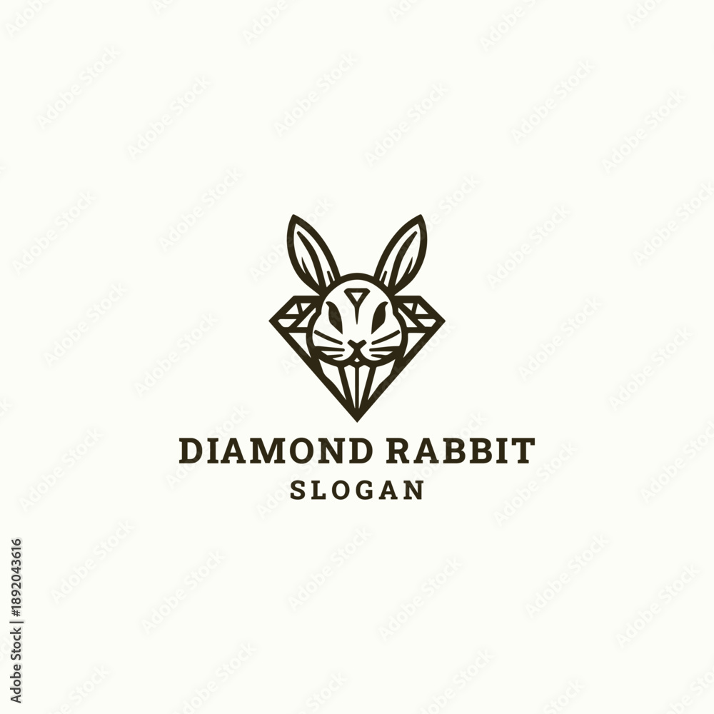 Obraz premium Diamond rabbit logo template vector illustration design