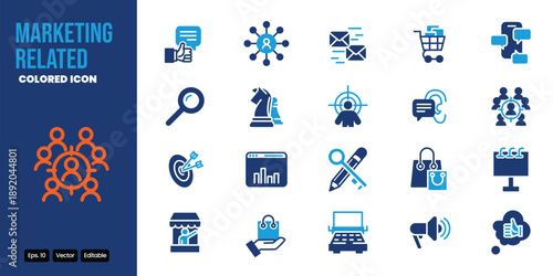 marketing related colored icon set vector design good for web and mobile app