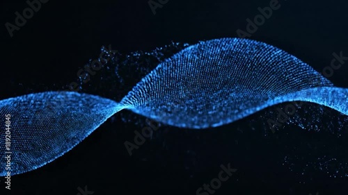 Wallpaper Mural Abstract blue wave of light particles on black Torontodigital.ca