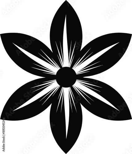 Simple Black and White Six Petal Flower Icon