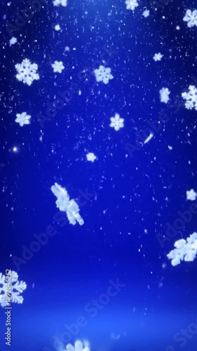 Wallpaper Mural Luminous white snowflakes gently fall against a deep blue, sparkling winter backdrop Torontodigital.ca