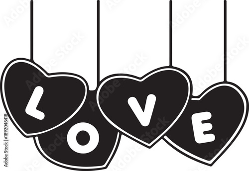 A 3d illustration of two red hearts in a romantic shape for a Valentine's Day card decoration and wedding gift symbol