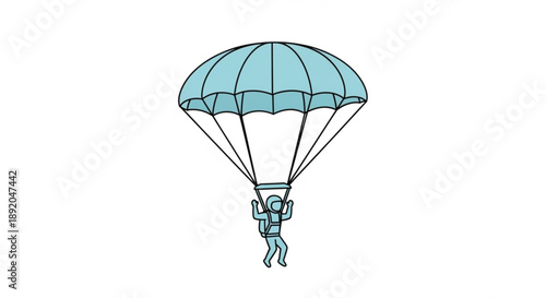 Person paragliding with blue parachute in air adventure sport concept thrill seeker