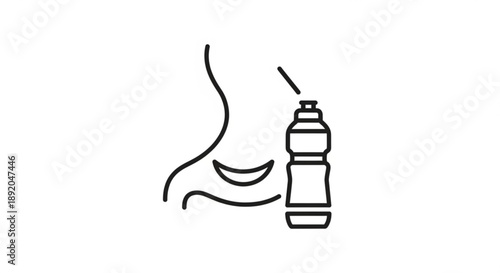 Person spraying nasal inhaler for congestion relief and sinus care