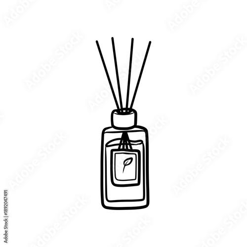 Fragrance Reed Diffuser Bottle with Wooden Sticks Line Art