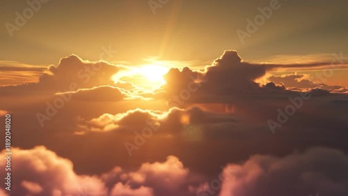 Wallpaper Mural Golden sun rays piercing through fluffy clouds at sunset Torontodigital.ca