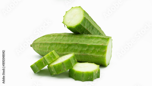 Photography fresh luffa acutangula isolated on white