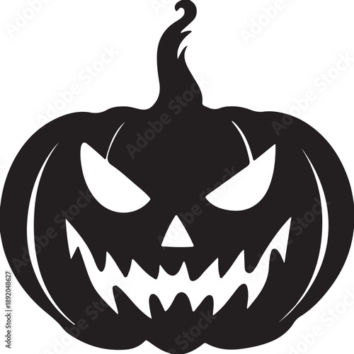 A spooky orange Halloween jack-o-lantern with a scary smile and glowing candle light, featuring an evil pumpkin face vector illustration isolated on a dark October night for a festive horror celebrati
