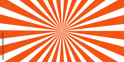 Vintage grunge sunburst vector illustration featuring a red and orange sunbeam pattern with a retro paper texture and weathered ray design backdrop