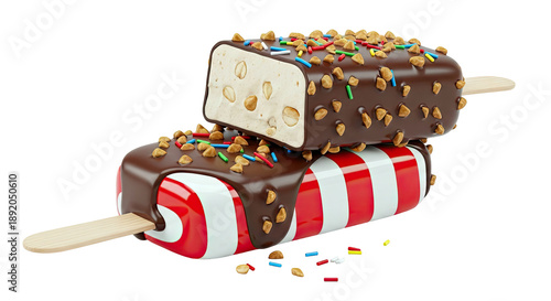 Chocolate Nut Ice Cream Bars with Sprinkles