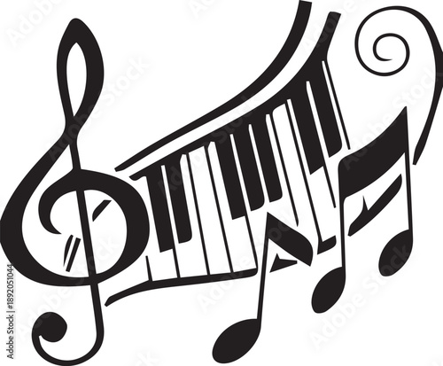 Musical notes illustration vector design with clef piano and melody pattern